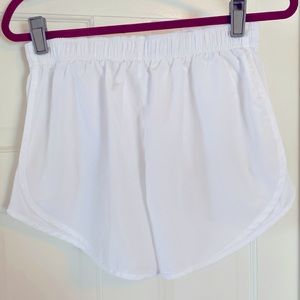 Nike dry fit, women’s running shorts white with liner, adjustable size M